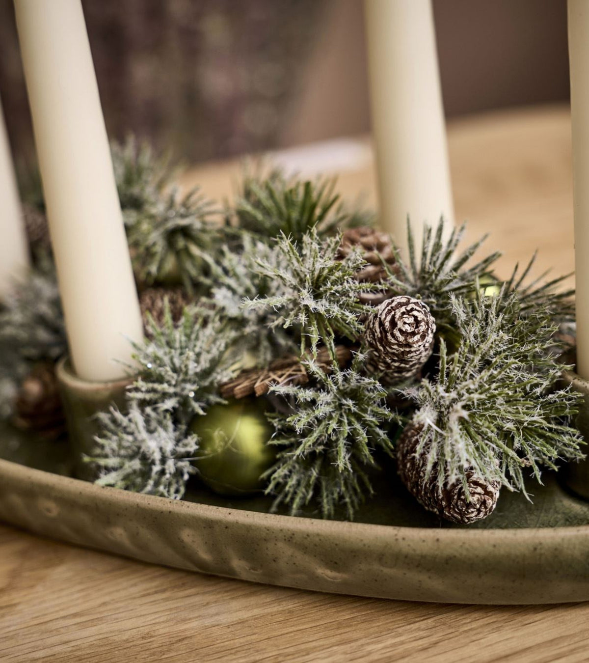 Adventsstage i grøn keramik