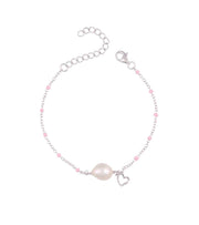 Armbånd hjerte og perle sølv OnlyByGrace