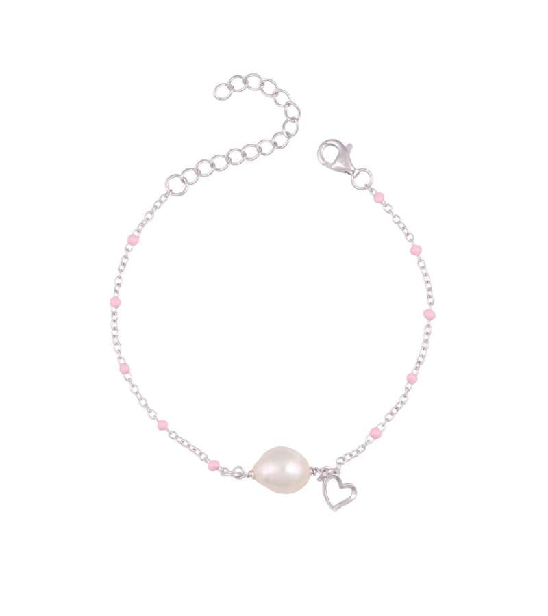 Armbånd hjerte og perle sølv OnlyByGrace