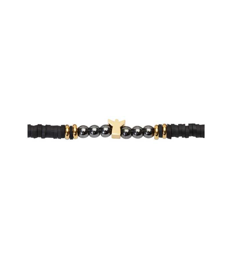 Armbånd med forgyldt engel sort OnlyByGrace
