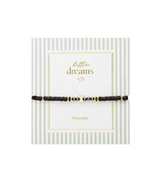 Armbånd med forgyldt engel sort OnlyByGrace