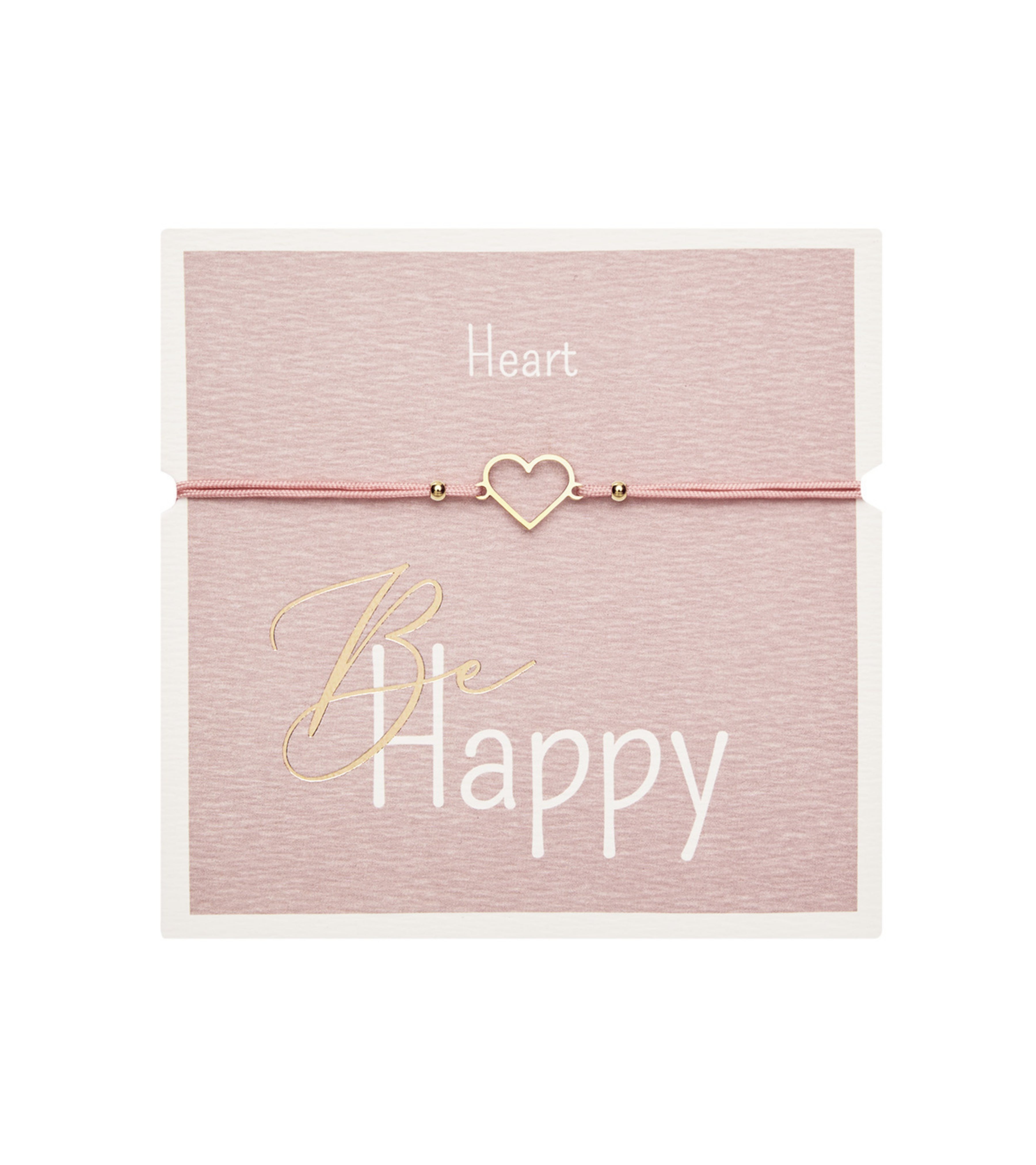 Armbånd med hjerte, Forgylt, "Be Happy"