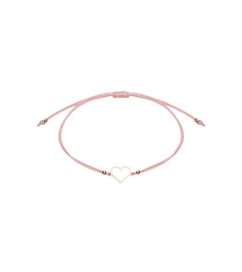 Armbånd med hjerte, rosegullfarget, Be Happy