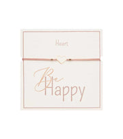Armbånd med hjerte, rosagyldent, Be Happy
