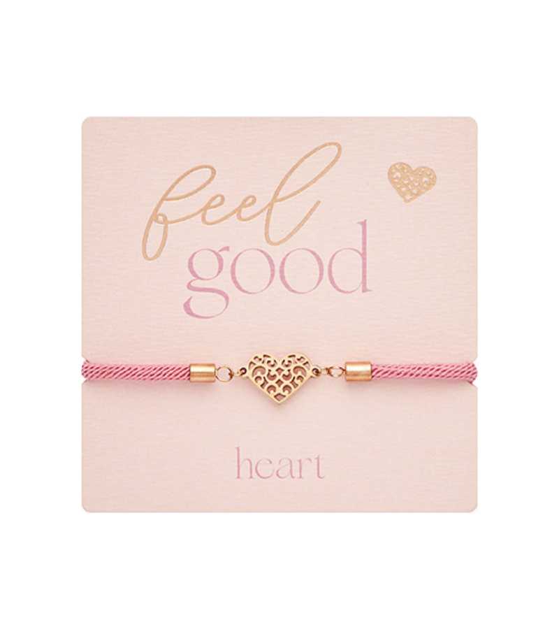Armbånd med hjerte Gyldenrosa Stål Feel Good OnlyByGrace
