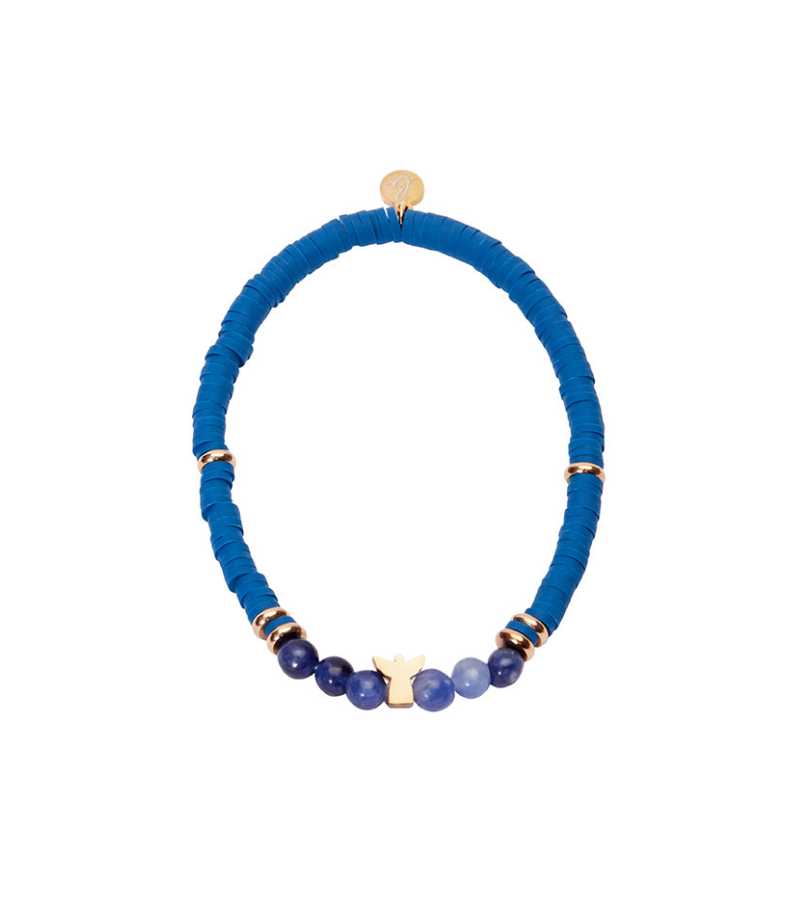 Armbånd med rosaforgyldt engel blå OnlyByGrace
