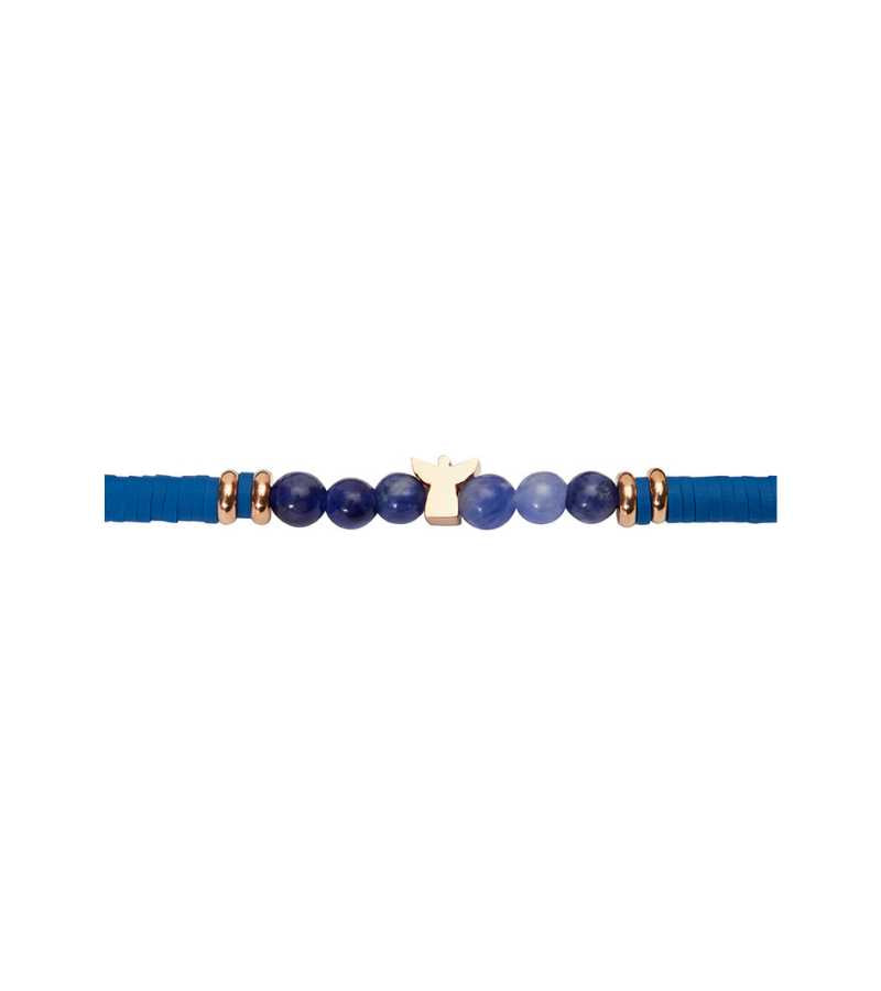 Armbånd med rosaforgyldt engel blå OnlyByGrace