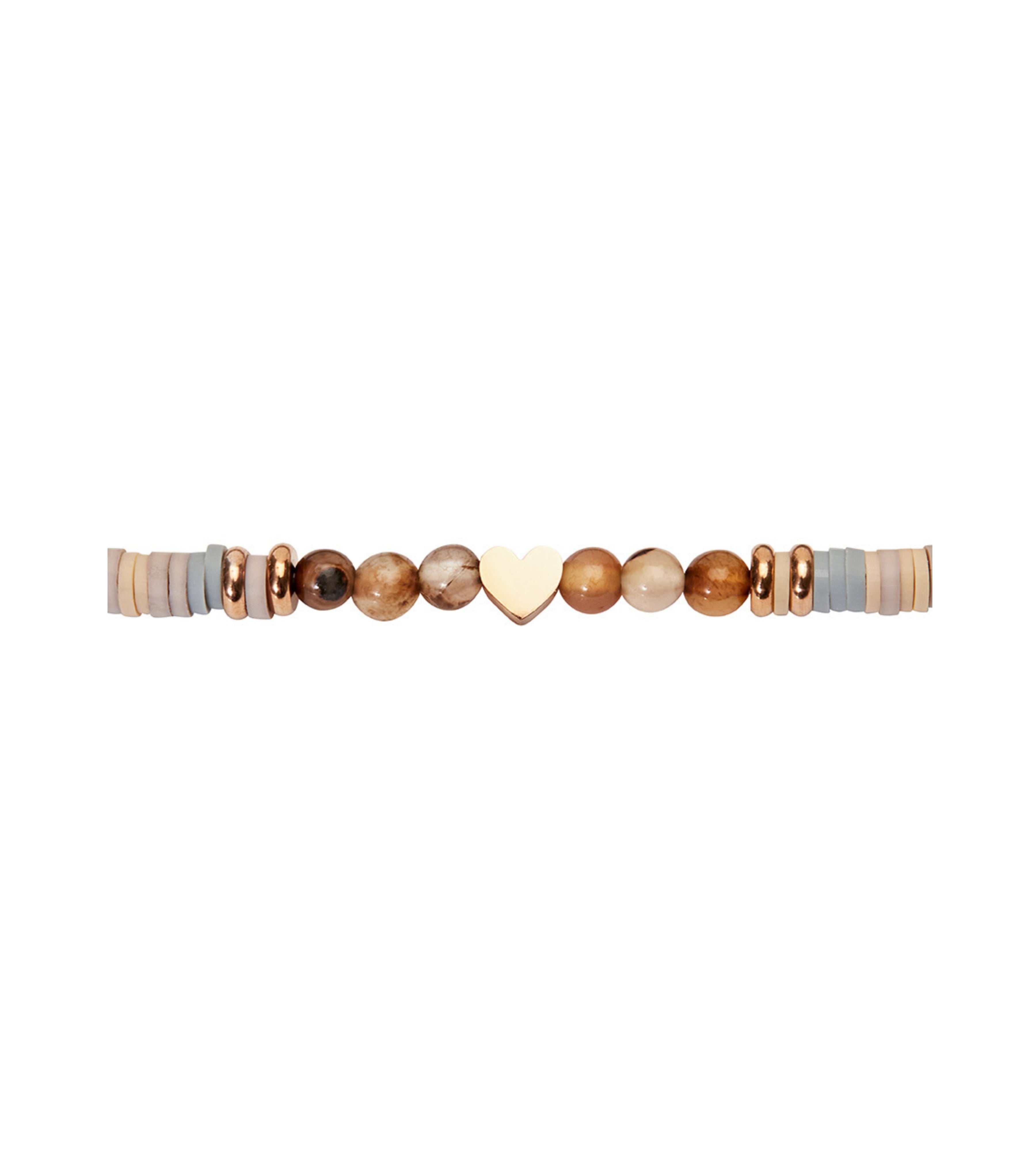 Armbånd med rosaforgyldt hjerte og agatesten