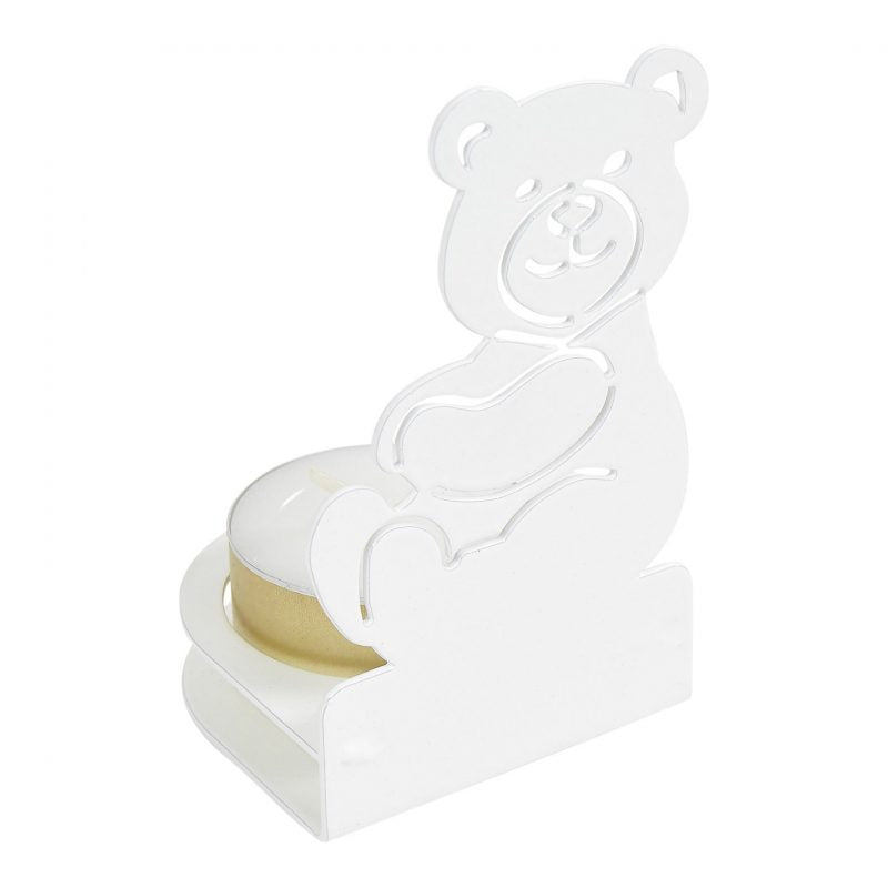 Hvid Bamse stage til fyrfadslys