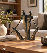 Bronze figur, Duo Piccolini - Familie med to børn