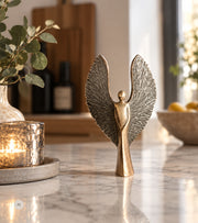 Bronzefigur Engel med store vinger, 17 cm