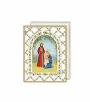Dobbelt Julekort Jesus Maria og Josef blomsterranke OnlyByGrace