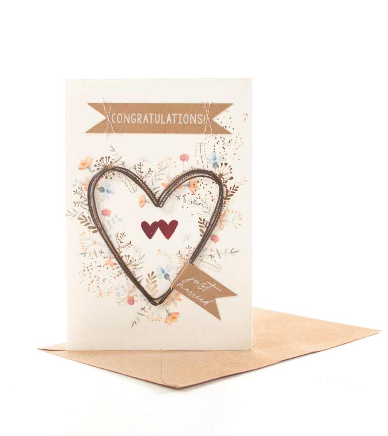 Dobbeltkort Bryllup Just married med kuvert OnlyByGrace