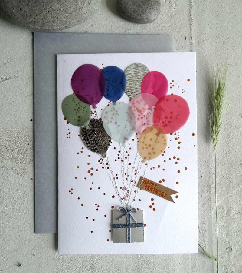 Dobbeltkort Fødselsdag ballon med kuvert OnlyByGrace