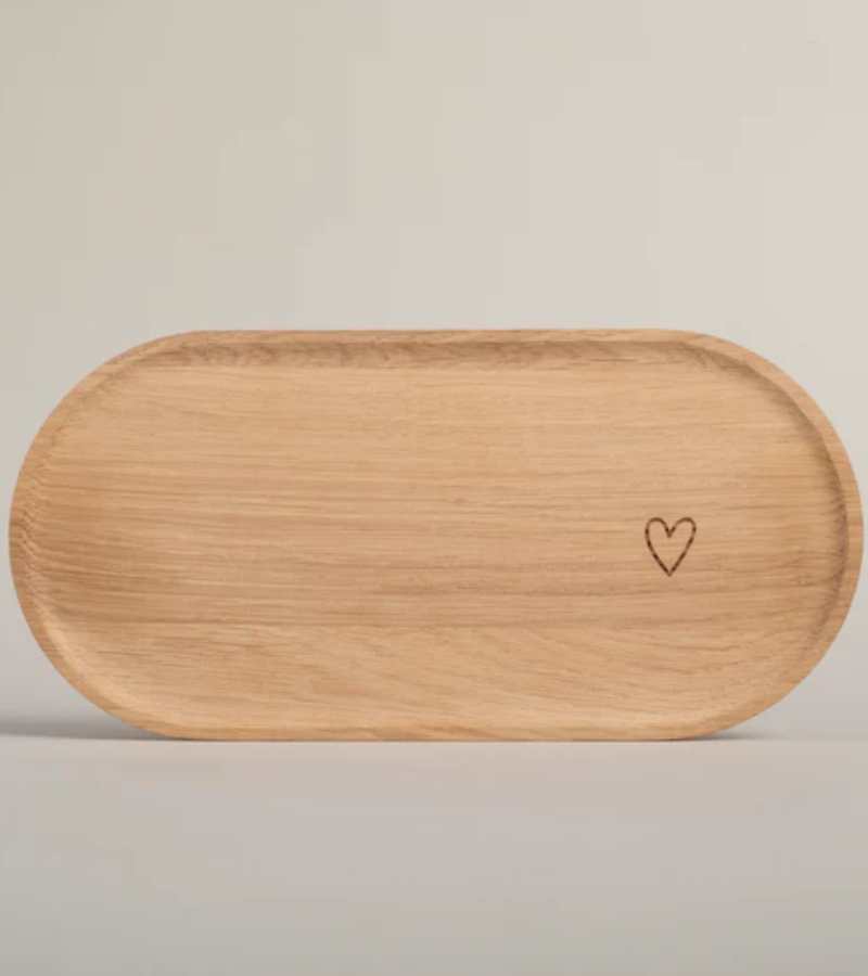 Egetraes Oval tallerken Med Hjerte OnlyByGrace