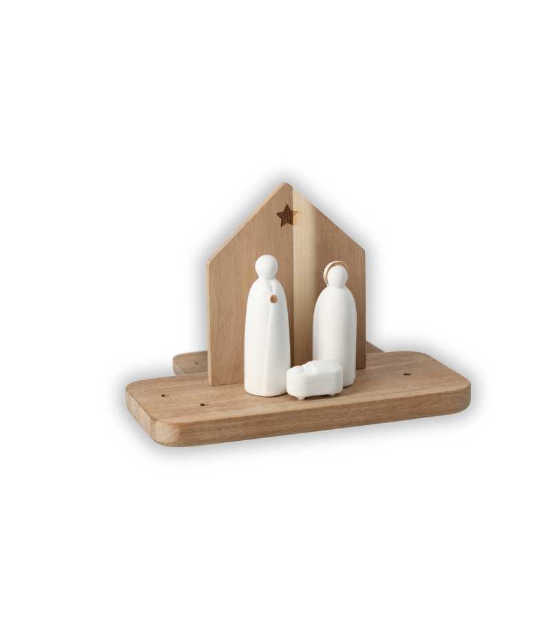 Elegant Julekrybbe i træ og porcelæn OnlyByGrace