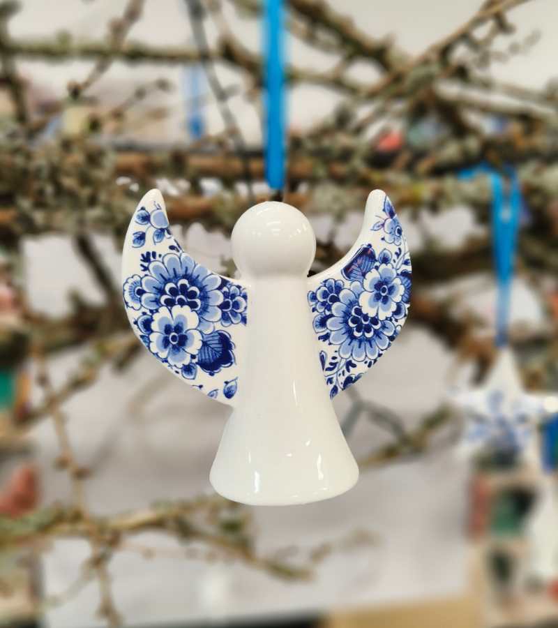 Engel hvid og og Delft blå Ophæng Onlybygrace