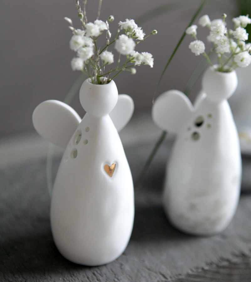 Engle vase med guldhjerte 10cm OnlyByGrace
