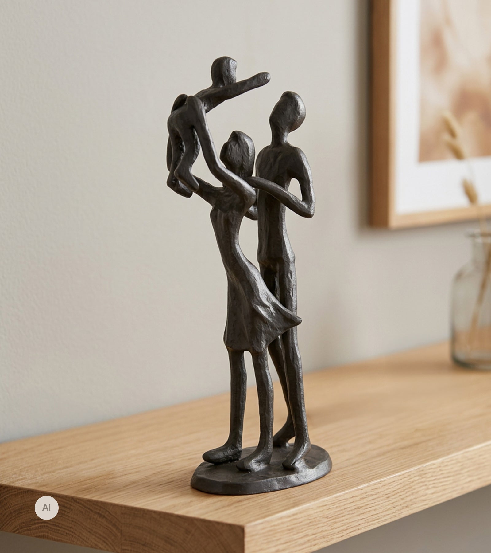 Skulptur, Familieglæde, 20 cm