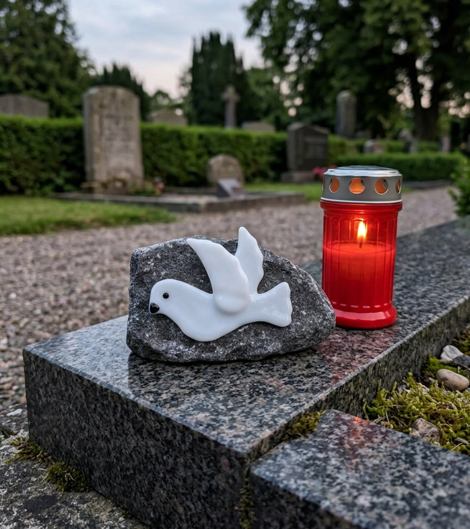 Bestefar, Sort Glasshjerte På Granittstein