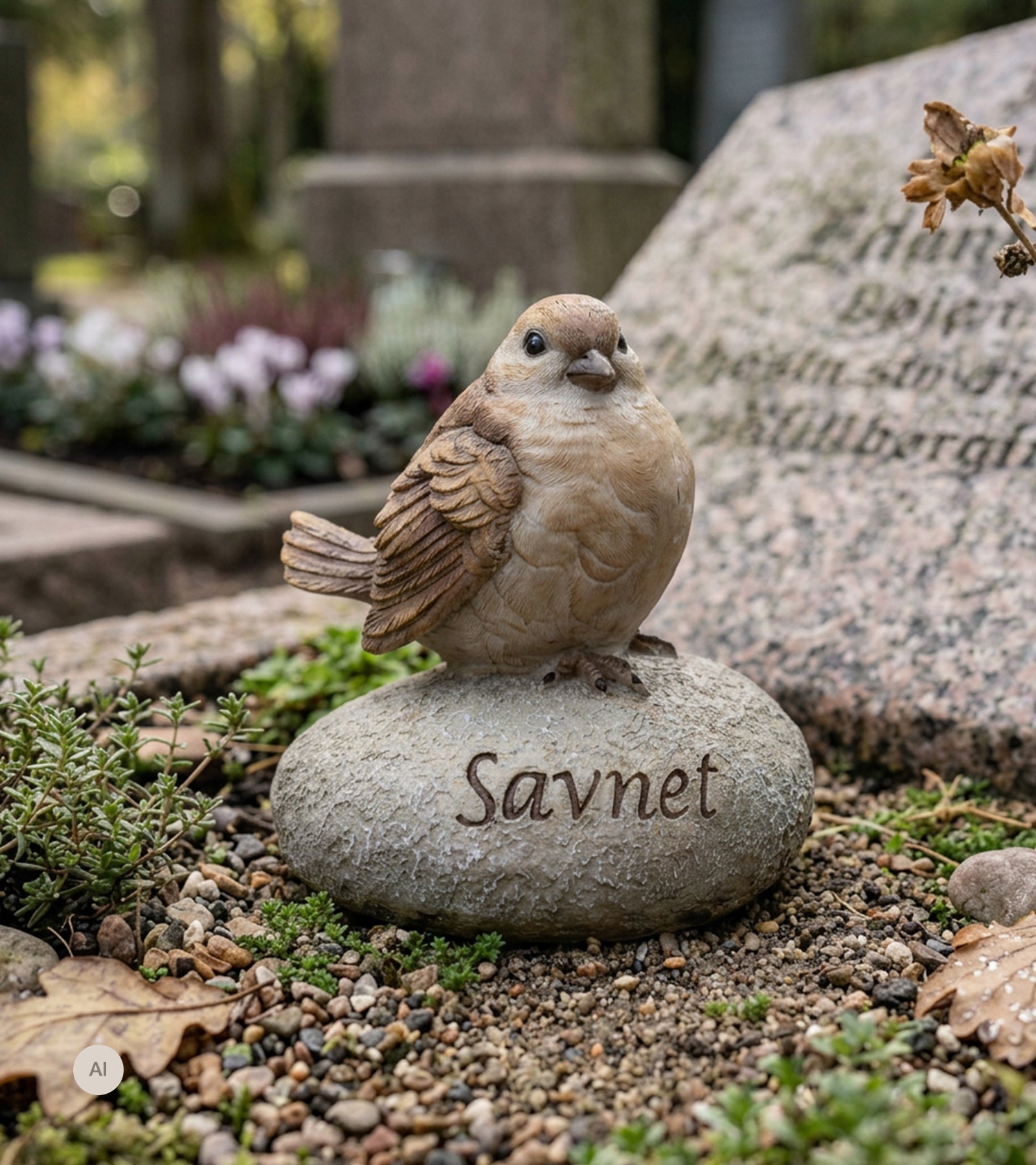 Gravpynt, Stein med brun fugl, SAVNET