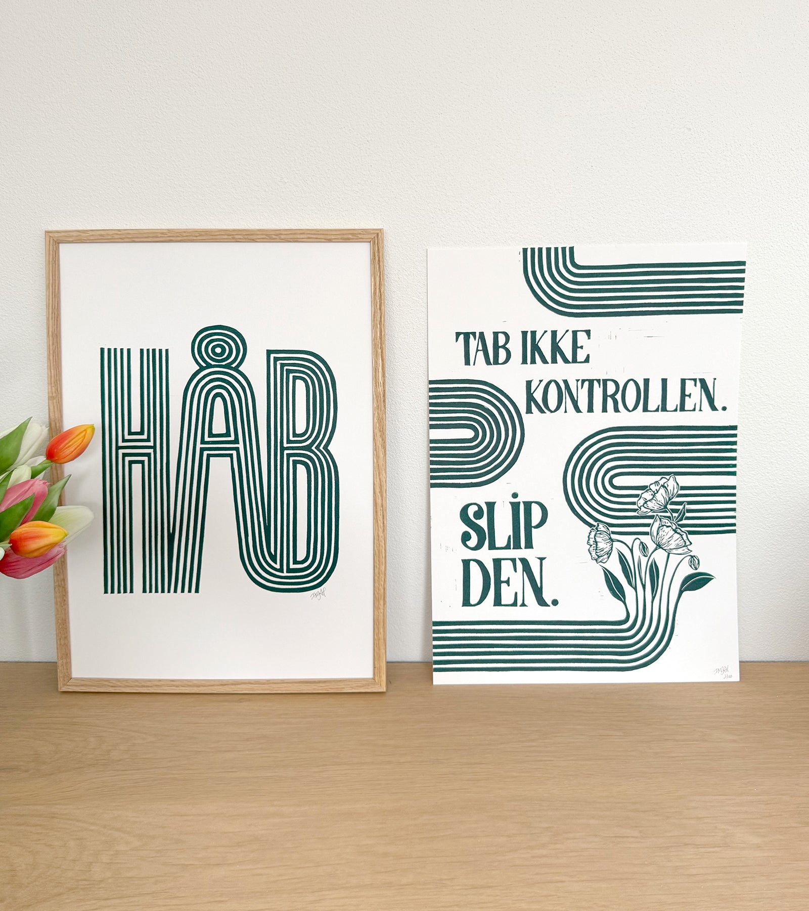 Linoleumstryk: HÅB, A3 Plakat, Grøn