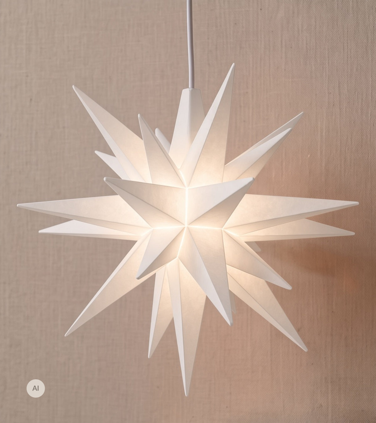 Herrnhuter stjerne, hvit, plast, 13 cm LED