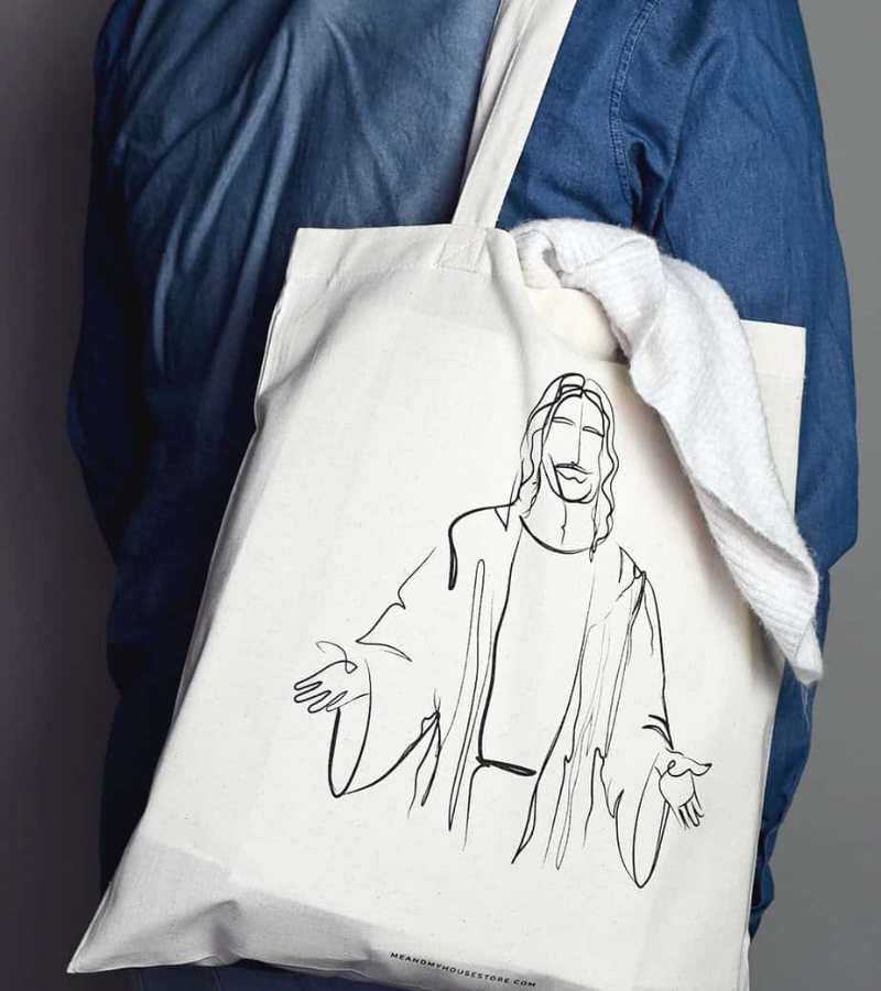 Hvid mulepose med Jesus
