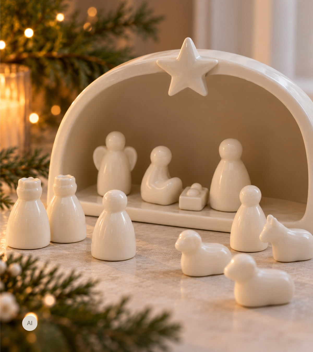 Julekrybbe med 11 figurer