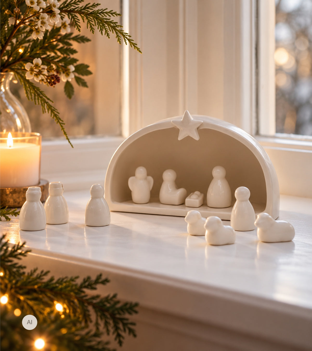 Julekrybbe med 11 figurer