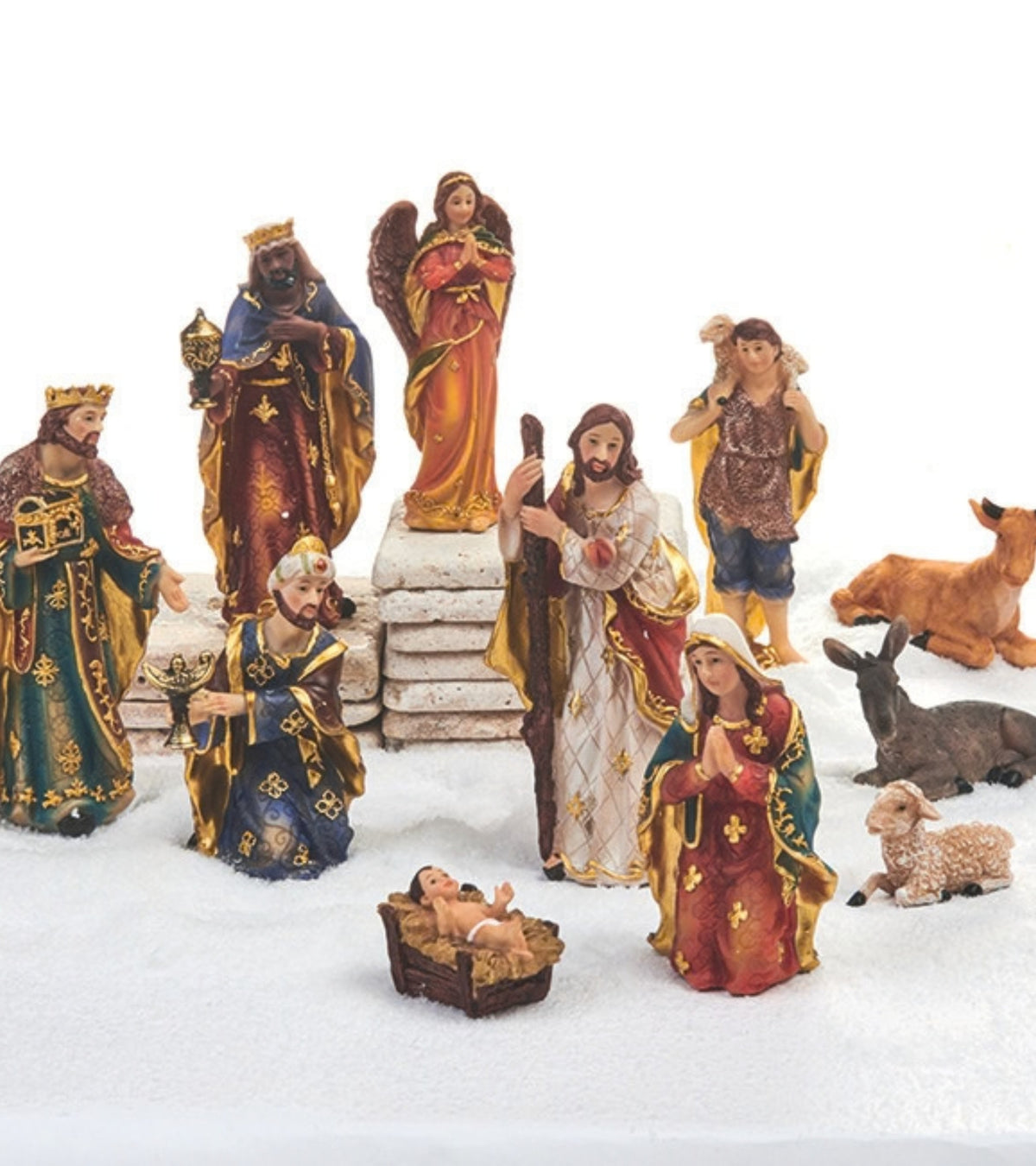 Julekrybbe med løse figurer, 11 dele