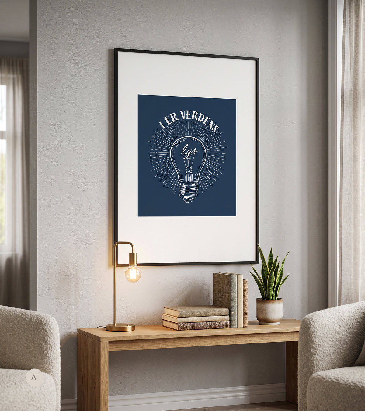 Linoleumstryk: I er Verdens Lys, A3 Plakat, Blå