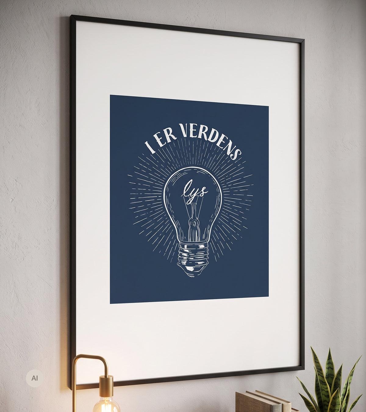 Linoleumstryk: I er Verdens Lys, A3 Plakat, Blå