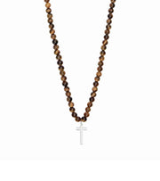 Kors Halskaede Med Tigeroeje Perler OnlyByGrace