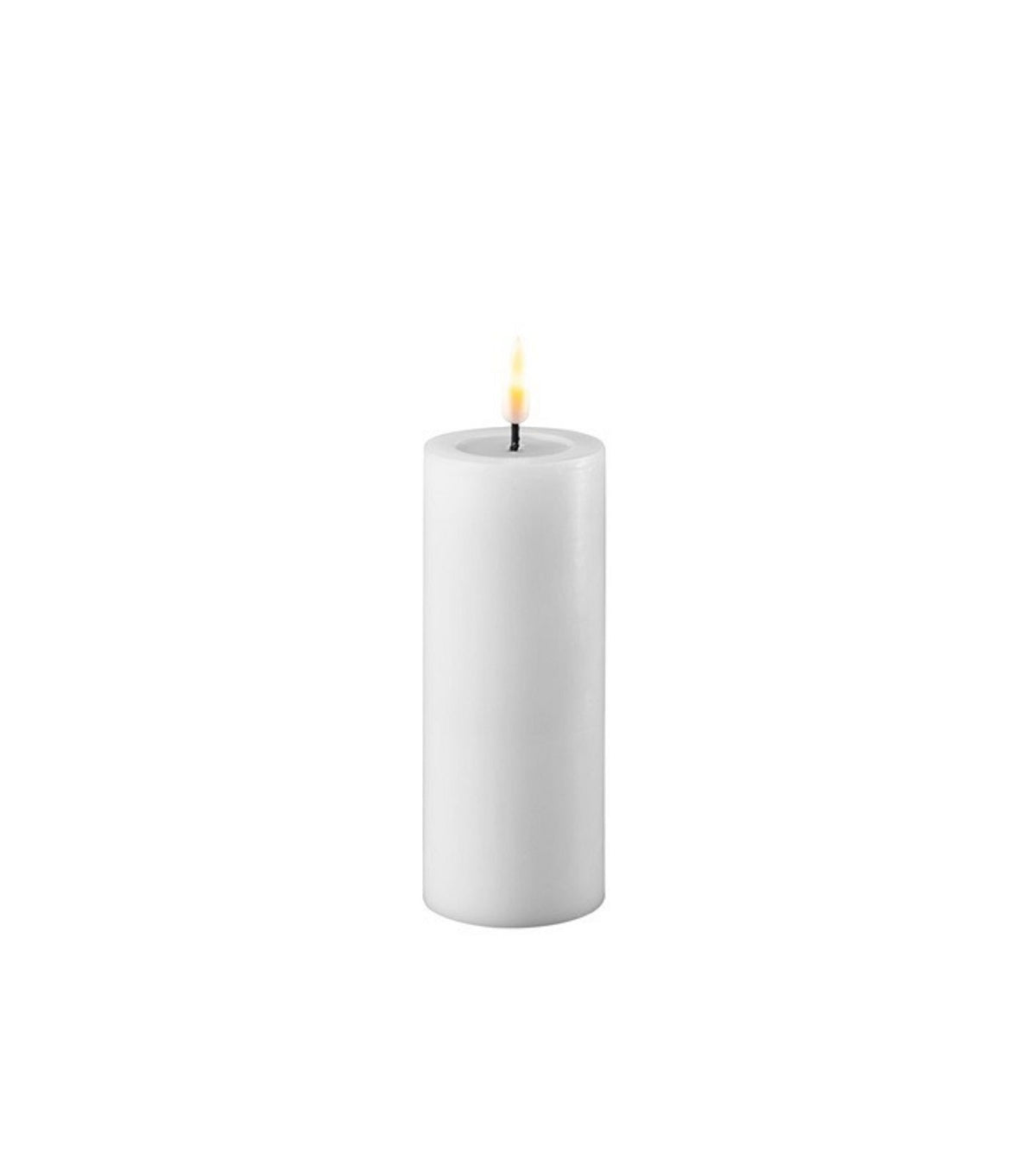 Hvid, LED Bloklys Ø5 x 12,5 cm, Deluxe Homeart