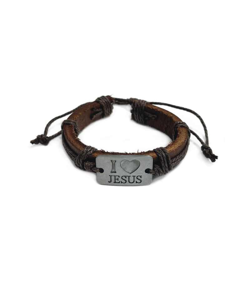 Laederarmbaand I Love Jesus OnlyByGrace