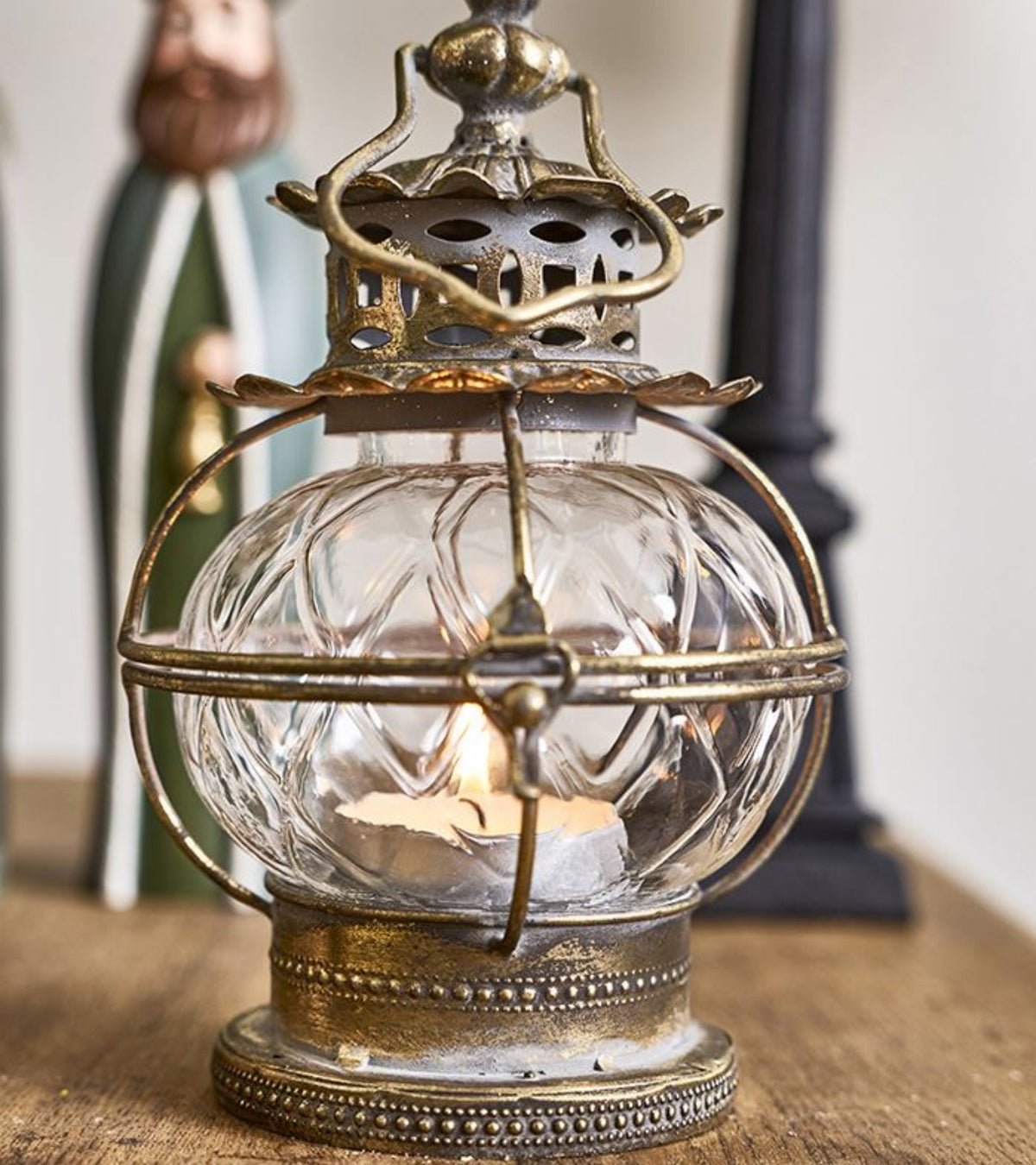 Lanterne, 23 cm, Antik Metal, Guld