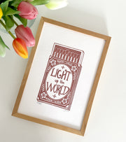 Linoleumstryk: Light up the world, A4 Plakat, Rosa