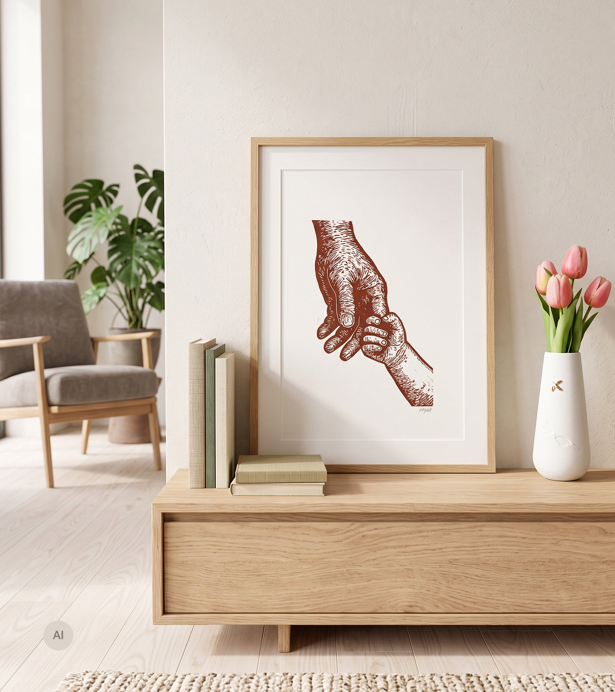 Linoleumstryk: FAR, A3 Plakat, Brun