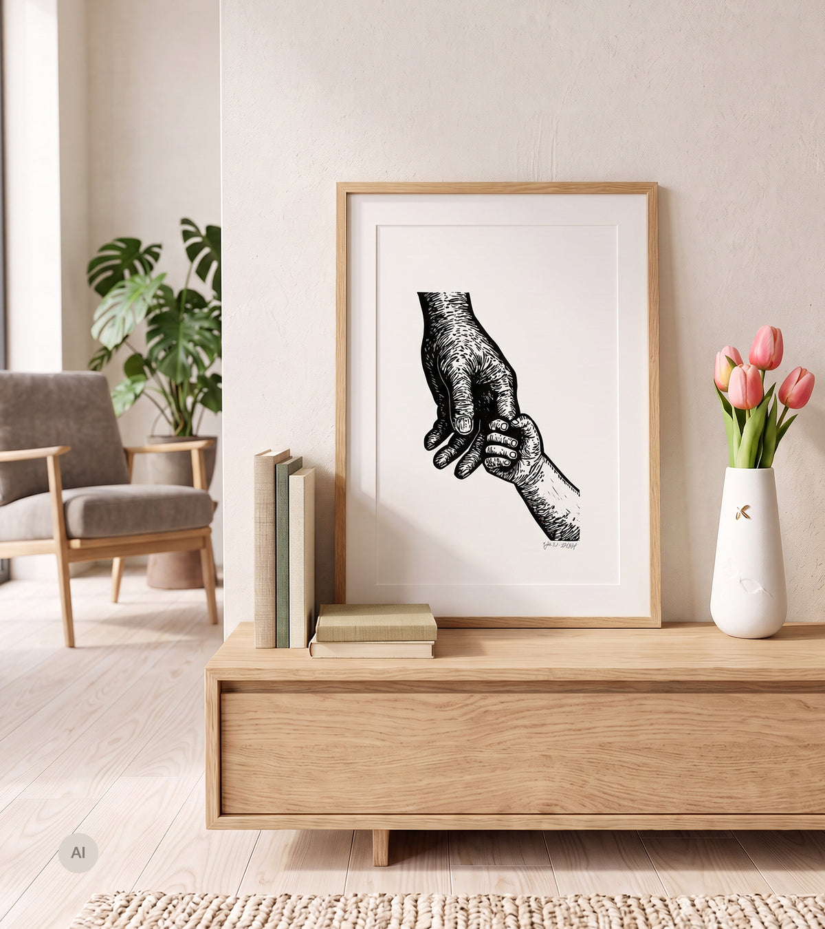 Linotrykk: FAR, A3 Plakat, Svart