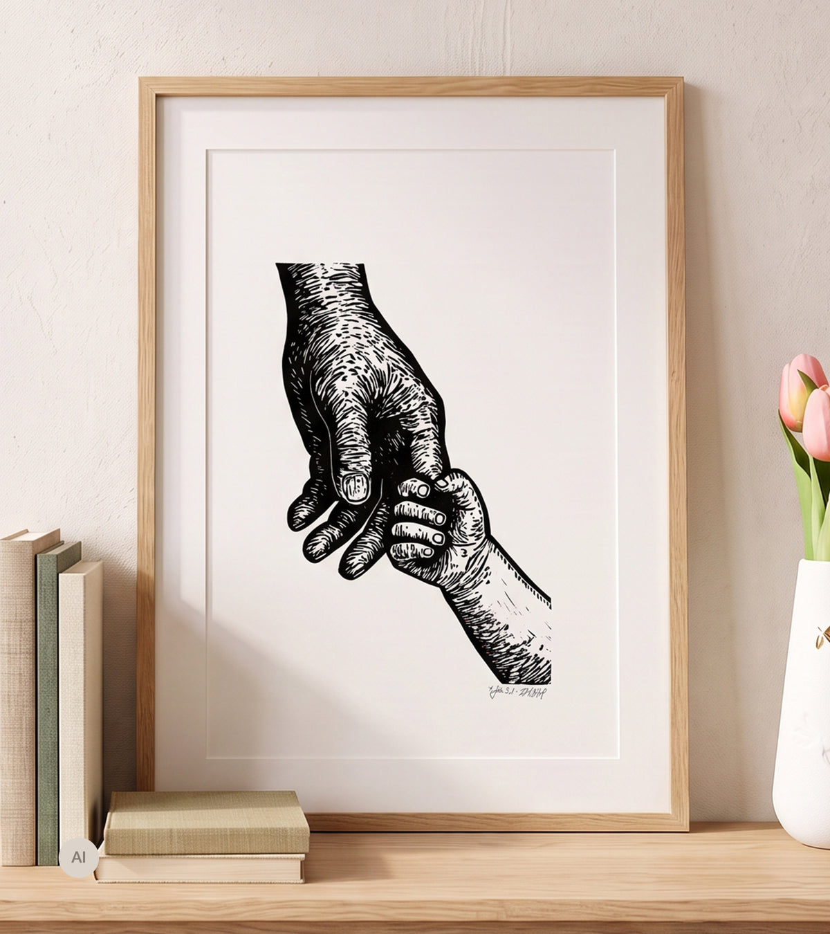 Linotrykk: FAR, A3 Plakat, Svart