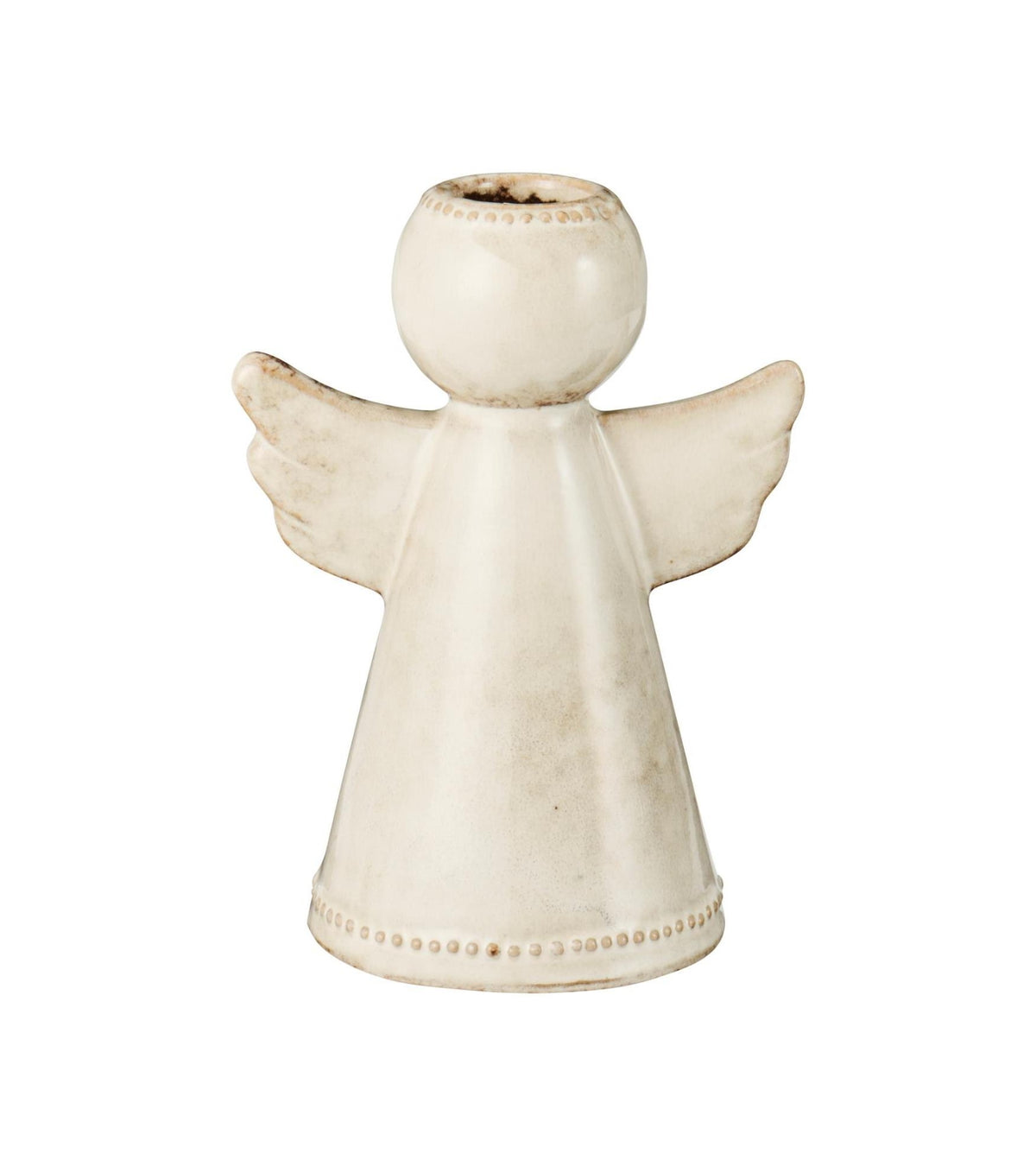 Lysestage med engel, Keramik, 13 cm