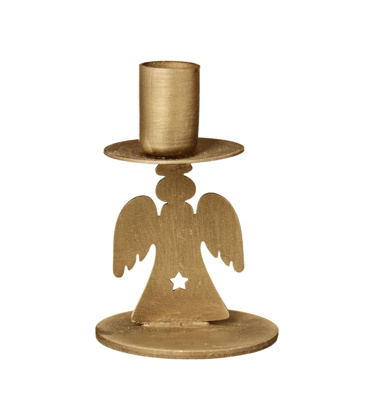 Lysestage med engel, Metal