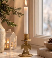 Lysestage med engel, Metal