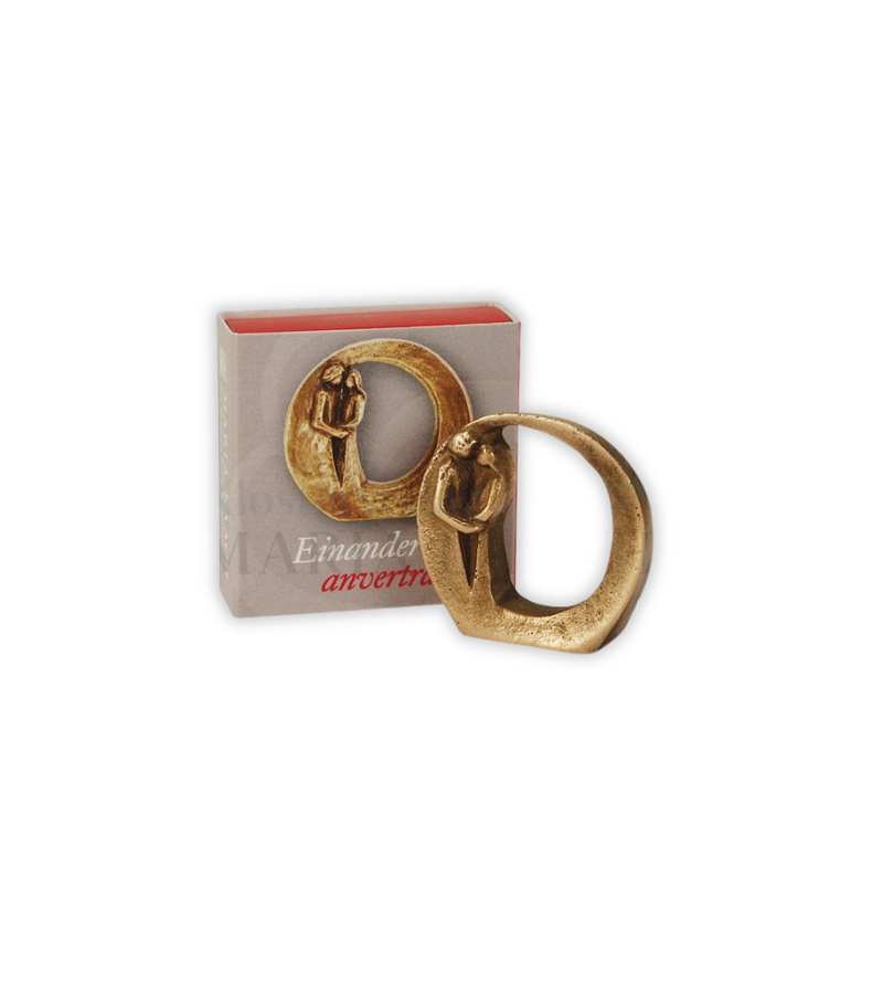 Mini Bronze Par i kærlighedscirkel, 4 cm