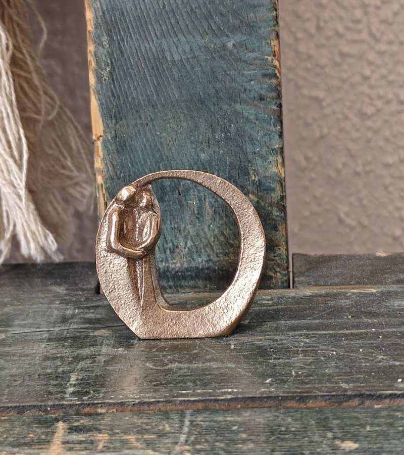 Mini Bronze Par i kærlighedscirkel, 4 cm