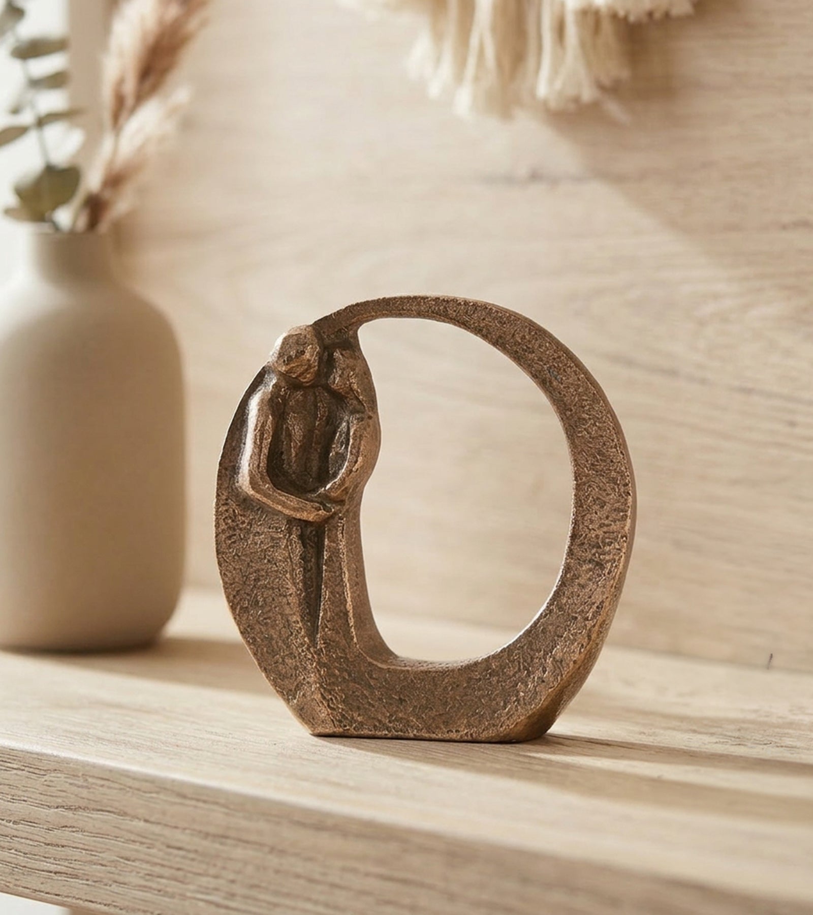 Mini Bronsepar i kjærlighetssirkel, 4 cm