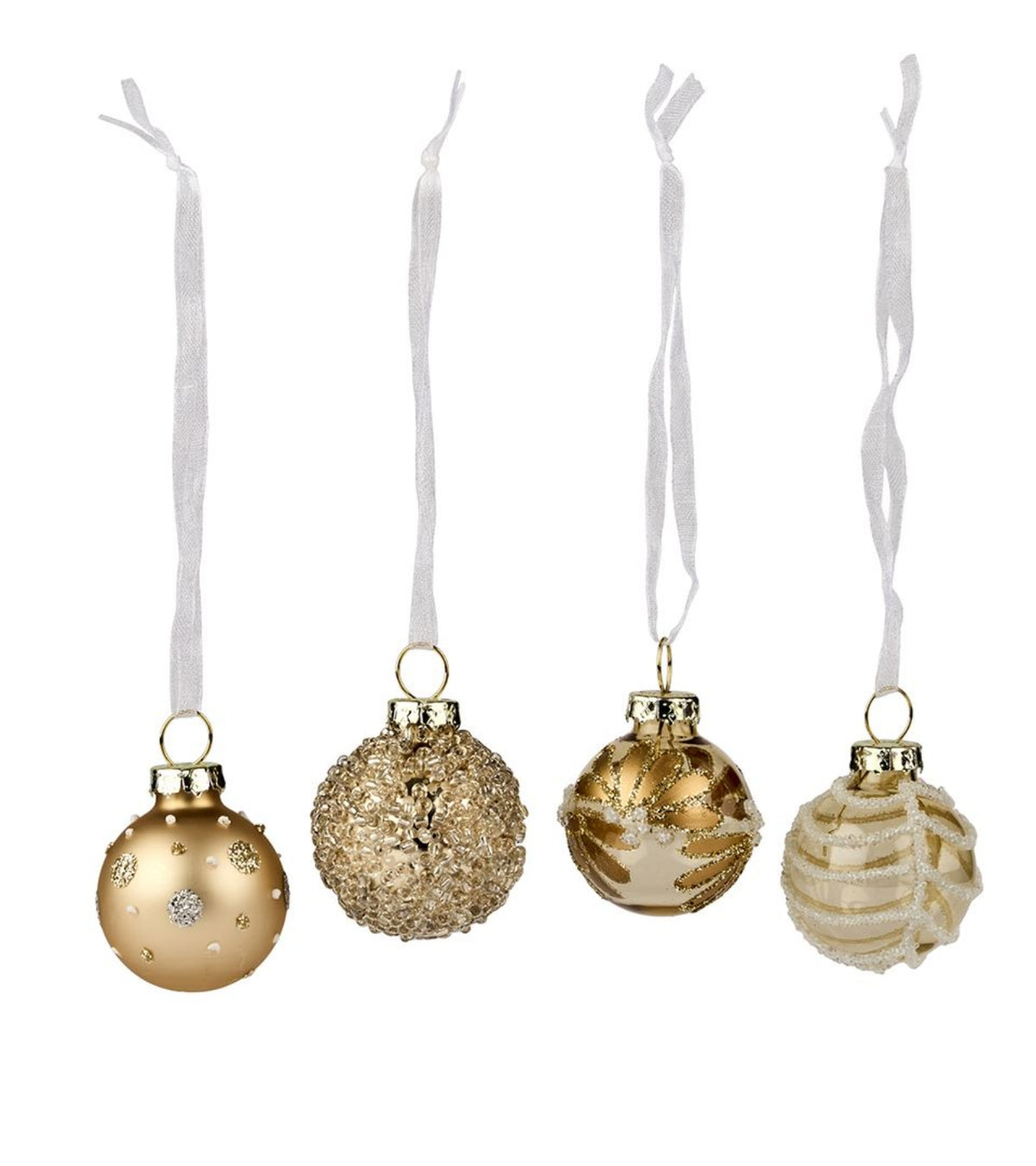 Mini julekugler i glas, 3 cm, Guld