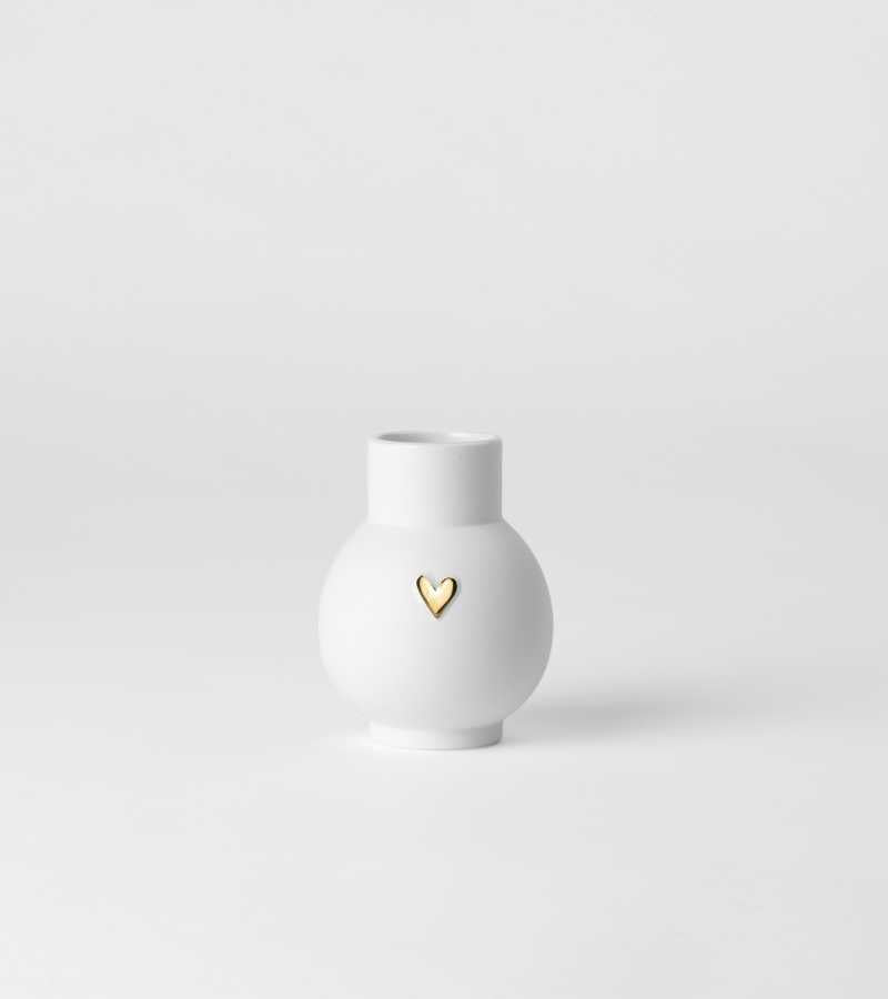 Mini Kuglevase- med hjerte i guld 9cm OnlyByGrace
