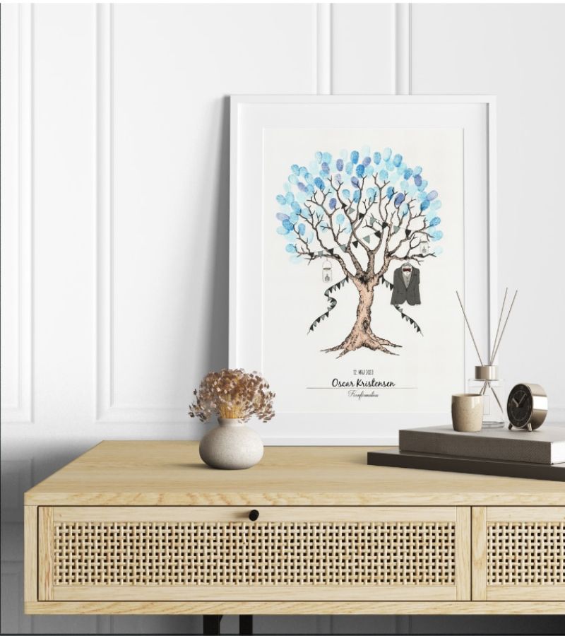 Mouseandpen Fingerprint Konfirmationstræ Dreng Blå OnlyByGrace